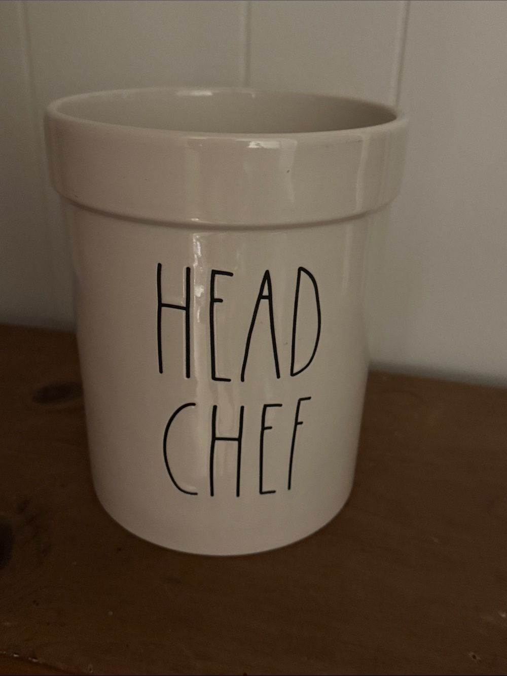 Rae Dunn White 'Head Chef' Ceramic Utensil Crock